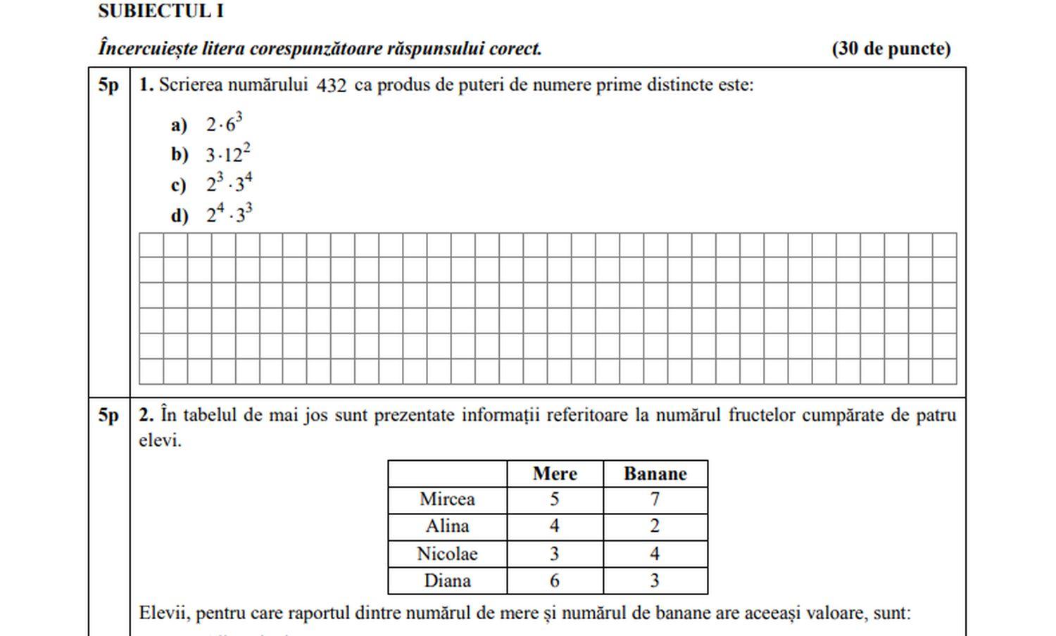 Modele Subiecte Evaluare Nationala 2021 Matematica