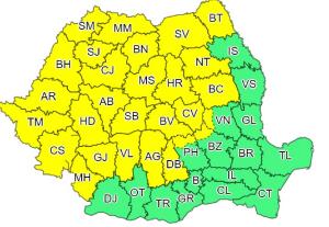 Alertă de ploi, grindină şi vijelii în România. 28 de județe, sub cod galben de vreme severă în următoarele ore