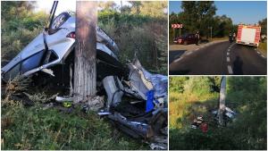 Un tânăr a murit pe loc, la Feliceni, după ce a intrat cu viteză într-un stâlp. Motorul a zburat 30 de metri, după impact