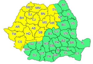 Alertă de ploi, grindină și vijelii în România. 19 județe, sub cod galben de vreme severă până la noapte