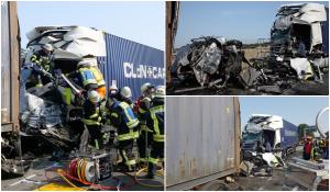 Imagini de groază de la locul unde un șofer român de TIR a ucis alți 4 români, în Germania
