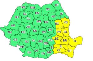 Alertă de vreme severă în România. 10 județe, sub cod galben de vijelii până mâine