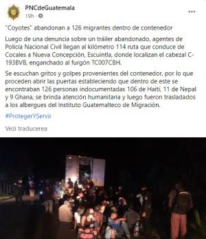 126 de migranţi, încuiați într-un TIR şi abandonaţi: "Am auzit ţipete, plânsete şi bătăi în uşile camionului". Imaginile, publicate de poliția din Guatemala