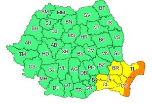 Coduri galben și portocaliu de ploi torențiale și vijelii în România. Vreme severă în cinci județe, până miercuri dimineață