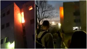 Cămin de elevi din Filiași, în flăcări. Incendiul ar fi pornit de la o țigară lăsată aprinsă