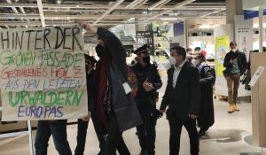 Protest al ONG-urilor austriece într-un magazin Ikea din centrul Vienei: "Atenţie! Poate conţine urme de lemn de la păduri seculare din România"