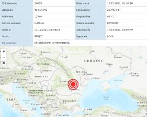 Cutremur de 4.1 pe Richter în Vrancea. Seismul s-a produs în apropiere de Brașov, la 103 kilometri adâncime