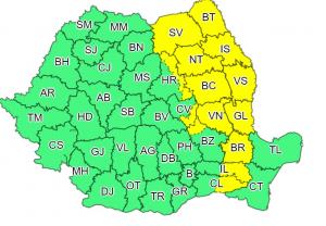 Alertă meteo de vreme severă în România. 14 județe, sub cod galben de ninsori, polei și vânt puternic, în următoarele ore