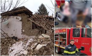 Cătălin, un pompier aflat în timpul liber, a salvat doi bătrâni după ce le-a explodat casa, în Teleorman