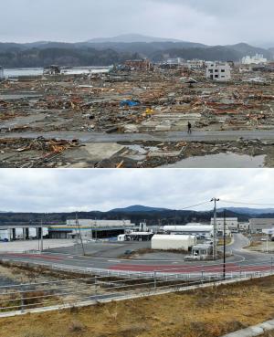 Imagini ”atunci” și ”acum”: 10 ani de la tsunami-ul care a generat catastrofa de la centrala nucleară de la Fukushima