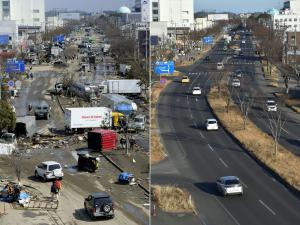 Imagini ”atunci” și ”acum”: 10 ani de la tsunami-ul care a generat catastrofa de la centrala nucleară de la Fukushima