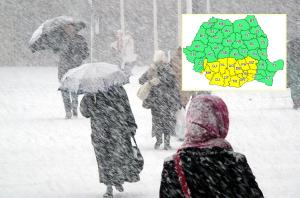 Alertă de vreme severă emisă de ANM. Ninsori și strat de zăpadă consistent în 14 judeţe şi Bucureşti, până joi