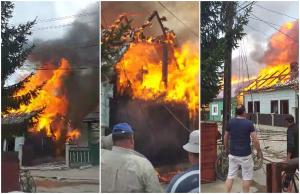 Incendiu devastator la Suceviţa, ard mai multe case. Intervin pompierii militari de la şapte subunităţi. Localnic: "Nu fac faţă ăştia"
