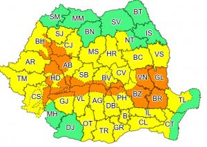 Alerte cod galben și portocaliu de vreme severă în aproape toată țara. Sunt vizate Capitala și 33 de județe
