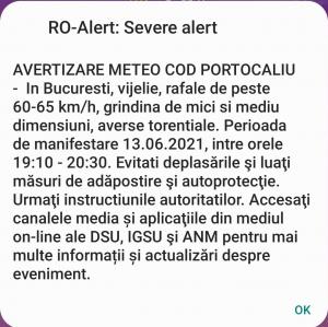 Cod portocaliu de ploi și vijelii. Populația din București, avertizată prin RO-Alert: "Evitați deplasările"