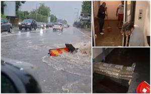 Ploaia torențială a dat peste cap traficul în Capitală. Mai multe apartamente noi din Bragadiru au fost inundate: ”Mă mut cu chirie și-l pun la vânzare”