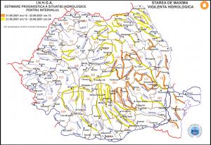 Avertizare Cod Portocaliu: Pericol de inundații pe râurile Negru, Olt, Dobrovăț și Vaslui. Harta zonelor afectate