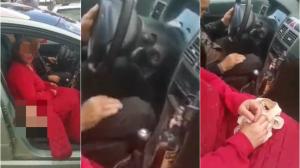 Şofer din Botoşani, blocat în trafic de alţi conducători auto, pentru că mergea haotic. În maşină au găsit o sticlă de coniac şi o femeie cu lenjeria în braţe