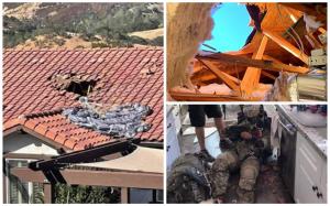 Un parașutist a ratat aterizarea și a căzut prin acoperișul unei case, în California. În ce stare a fost găsit bărbatul, soldat la o bază militară din apropiere