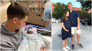 Un tată cu inima frântă şi-a văzut pentru prima dată fiul după ce a fost salvat. Soția însărcinată a fost ucisă într-un accident devastator, în SUA