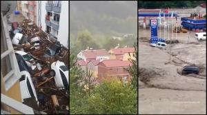 Ciclon devastator în Marea Neagră. Inundații ca după tsunami în Turcia, oamenii s-au suit pe case și cer disperați ajutorul