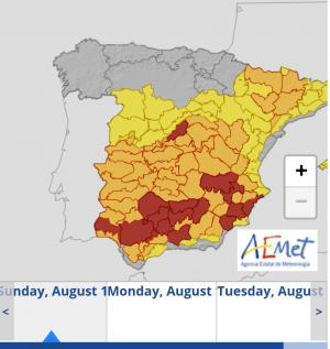 Aproape 50 de grade Celsius în Spania, record termic pentru luna august. Weekend de foc în Peninsula Iberică
