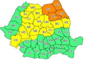 Coduri galben şi portocaliu de vijelii puternice în România. Va ploua în câteva ore cât pentru o lună întreagă
