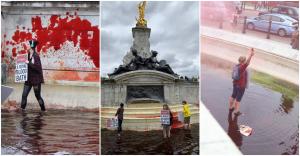 Fântânile Palatului Buckingham au fost vandalizate. Mai mulţi activişti au stropit zidurile cu vopsea şi au scandat împotriva reginei
