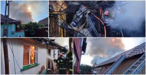 Incendiu puternic în judeţul Braşov: Mai multe case au fost cuprinse de flăcări. Două persoane au suferit atac de panică