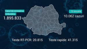 Lista pe judeţe a cazurilor de Covid în România, 15 ianuarie 2022