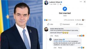 Ludovic Orban, replici ironice după ce a menţionat pe Facebook că s-a căsătorit în 1998.  "Dă drumul la STB, îţi arde de măritiş?"