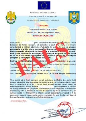 Mesaje false în numele Jandarmeriei Române: "Nu accesați link-urile sau fișierele atașate"