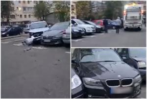 O şoferiţă de pe o maşină de gunoi a făcut prăpăd într-o parcare din Dâmboviţa. 7 autoturisme distruse dintr-un foc
