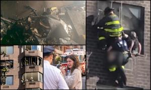Incendiu puternic cu zeci de răniţi în New York. Momentul în care pompierii salvează o femeie de la etajul 20
