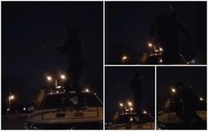 Un tânăr de 19 ani din Ploieşti s-a filmat dansând manele pe capota unei maşini de poliţie