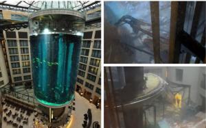A explodat cel mai mare acvariu cilindric din lume: 1.500 de pești exotici se aflau în acvariul din Berlin
