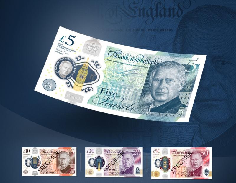 FOTO // Se schimbă banii în Marea Britanie. Cum vor arăta și când vor intra în circulație bancnotele cu Regele Charles