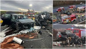 Trei morți și maşini dezmembrate, după ce un șofer de 80 de ani a condus 3 km pe sensul greșit. Imagini de groază pe autostrada A38, în Germania