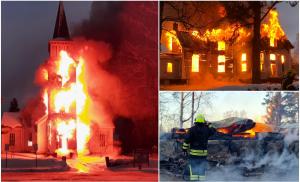 Zeci de credincioși închiși intenționat într-o biserică în flăcări, în dimineața de Crăciun. Imagini dramatice într-un orășel din Finlanda