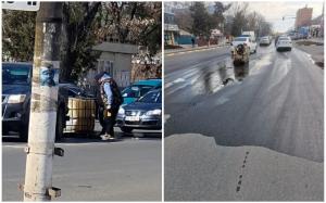 Amendă usturătoare pentru benzinăria din Tecuci care a vândut motorina în rezervorul de 1.000 de litri răsturnat pe şosea