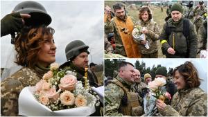 Nuntă în vreme de război: Doi tineri ucraineni şi-au unit destinele pe linia frontului, la doi paşi de bombardamentele ruşilor