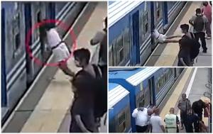 Moment dramatic surprins de camerele de supraveghere: O femeie leşină şi cade sub metroul aflat în mişcare, într-o staţie din Argentina