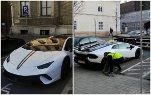 Lamborghini Huracan, ridicat de poliţiştii din Cluj. Bolidul de lux în valoare de 200.000 fusese parcat pe locul dedicat persoanelor cu dizabiltăţi