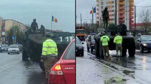 Un TAB al Armatei Române a blocat un bulevard din Timișoara, după ce s-a stricat în drum