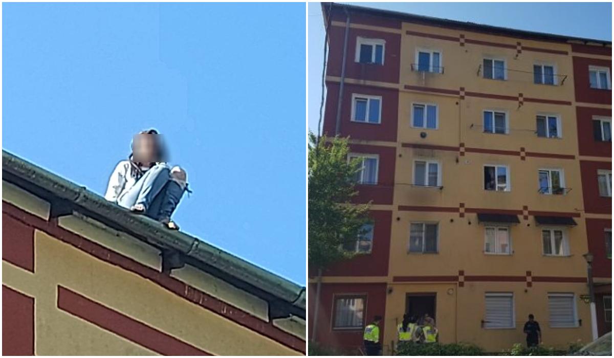 Tentativă de suicid la Reșița. O tânără care amenința că se aruncă de pe bloc a alunecat și a căzut în gol, de la etajul 4