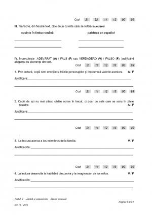 Evaluare Naţională 2022, clasa a 6-a. Subiectele la limbă şi comunicare - limba spaniolă au fost publicate