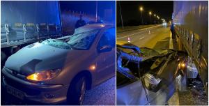 Şofer român trezit din somn de poliţişti. Dormea în cabina TIR-ului când un Peugeot a intrat cu viteză sub camionul lui, pe un drum din Belgia