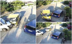 Impact frontal pe o şosea din Maramureş. Două camionete pline cu muncitori s-au ciocnit, după ce unul dintre şoferi a intrat pe contrasens
