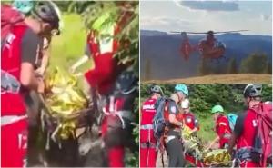 Turistă de 54 de ani, salvată cu greu de salvamontiştii maramureşeni, după ce a alunecat şi şi-a rupt piciorul