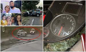 Accidentul cu 5 morţi din Frumuşani, surprins de camere. Vitezometrul maşinii în care se afla familia s-a oprit la 220 km/h